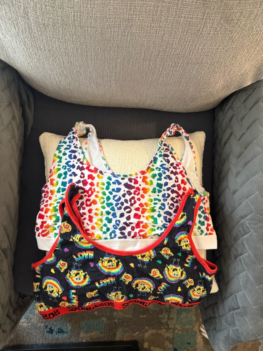torrid Rainbow Leopard Print & Black SpongeBob Crop Bralette Duo